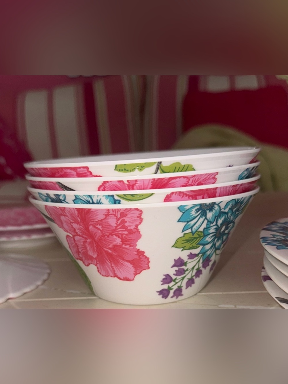 Target Home l 4 Bowls Melamine Plate Pink floral